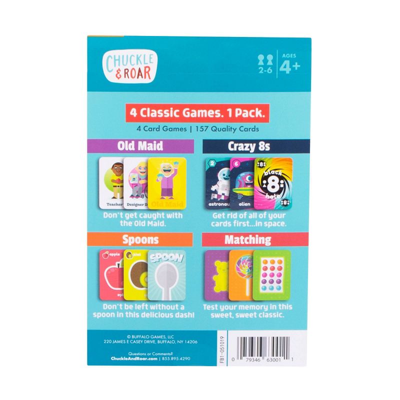 Chuckle & Roar Old Maid, Spoons, Matching and Crazy 8s Classic Card Games