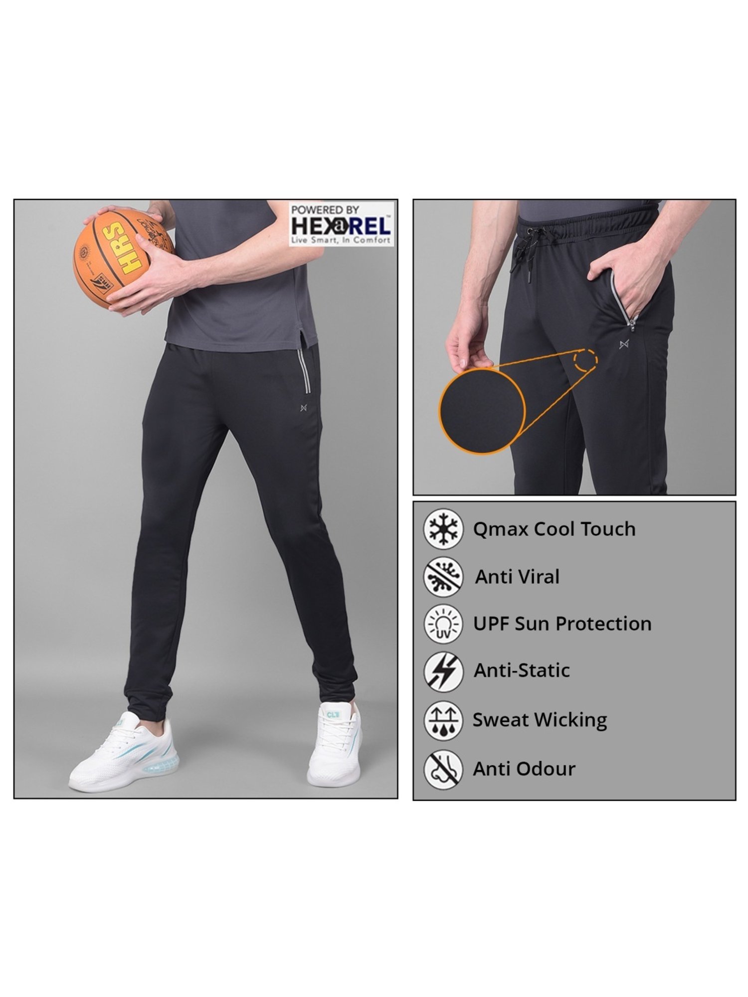 Force NXT Olive & Black Regular Fit Sports Joggers - Pack Of 2