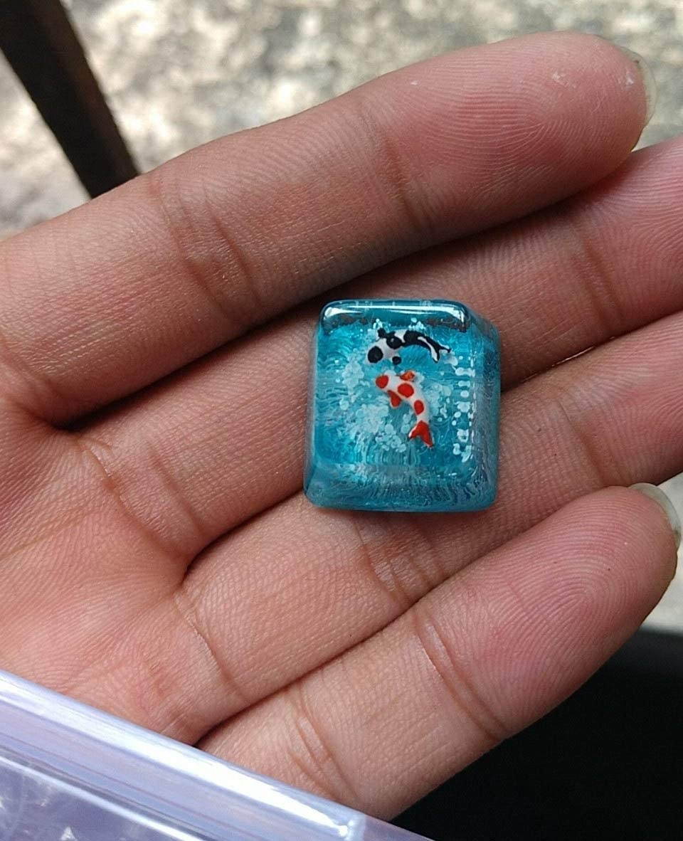 Resin Keycap OEM/R4 Height Suitable for MX Switch, Delicate Hand Engraved Resin Key Caps for Mechanical Keyboards (Red)