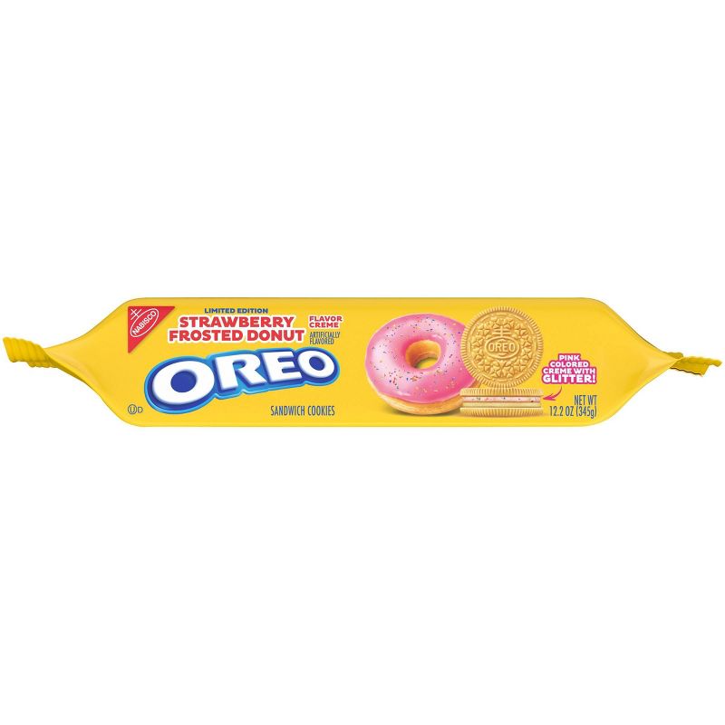 Oreo Strawberry Frosted Donut Flavored Creme Golden Sandwich Cookies - 12.2oz