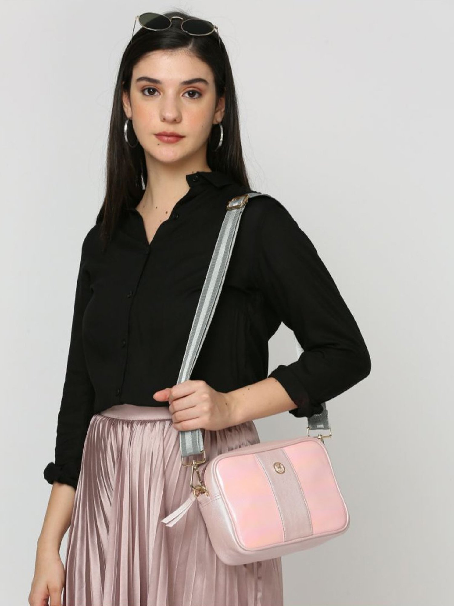 THE HOLISTIK Razzle Dazzle Pink Shimmer Medium Cross Body Bag