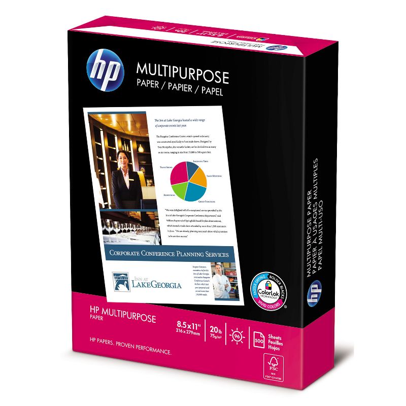 Hp Multipurpose Paper 96 Bright 20 lb Letter White 2500 Sheets/Carton 115100