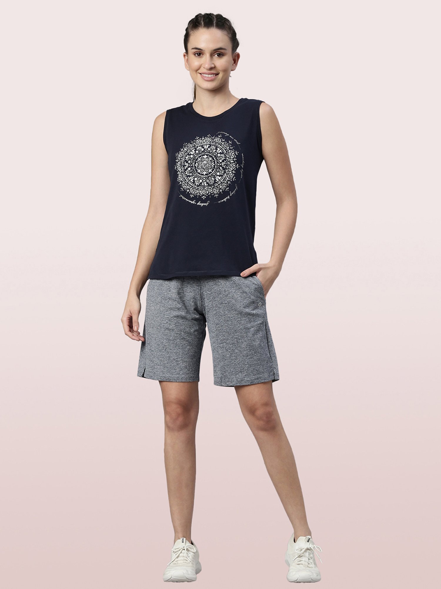 Enamor Light Grey Relaxed Fit Shorts