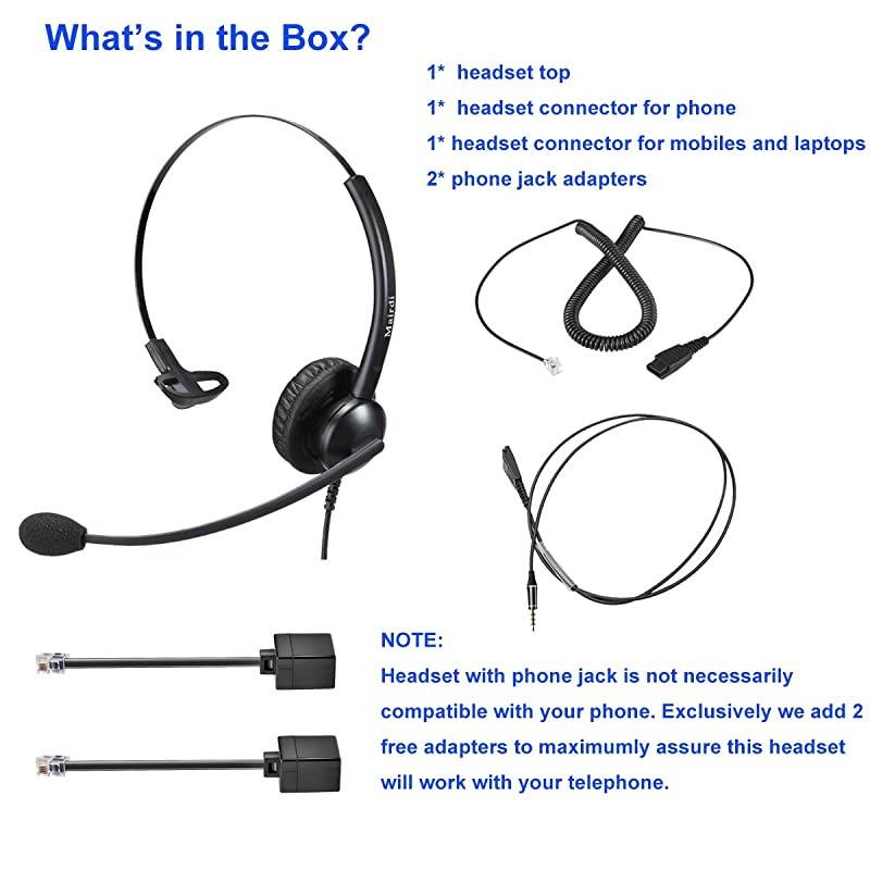 Headset for Cisco IP with Noise Cancelling MicroCall Center Headset with RJ9 Jack Plus 35mm Connector