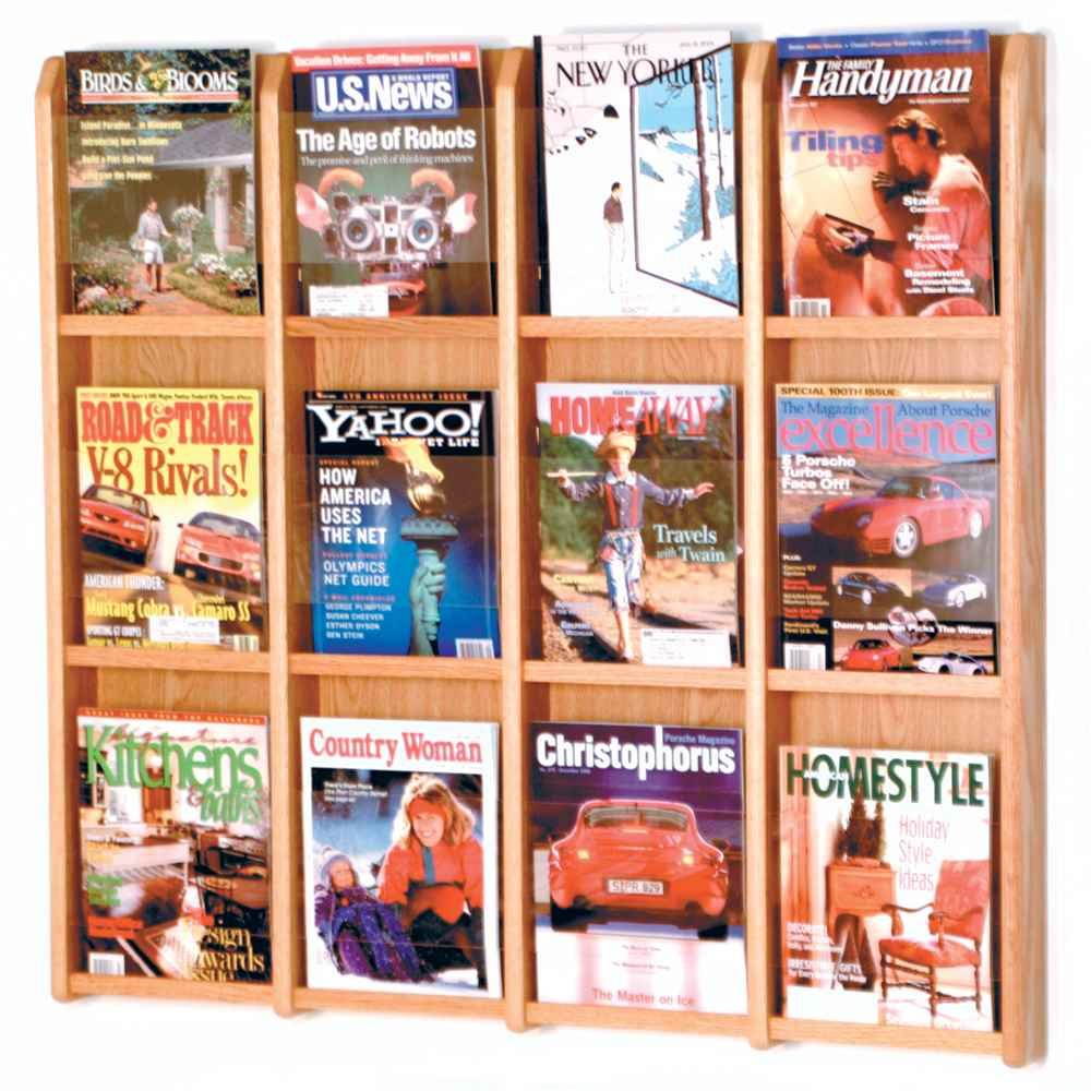 Wooden Mallet Divulge 12 Magazine Holder Wall storage Display Rack Light Oak