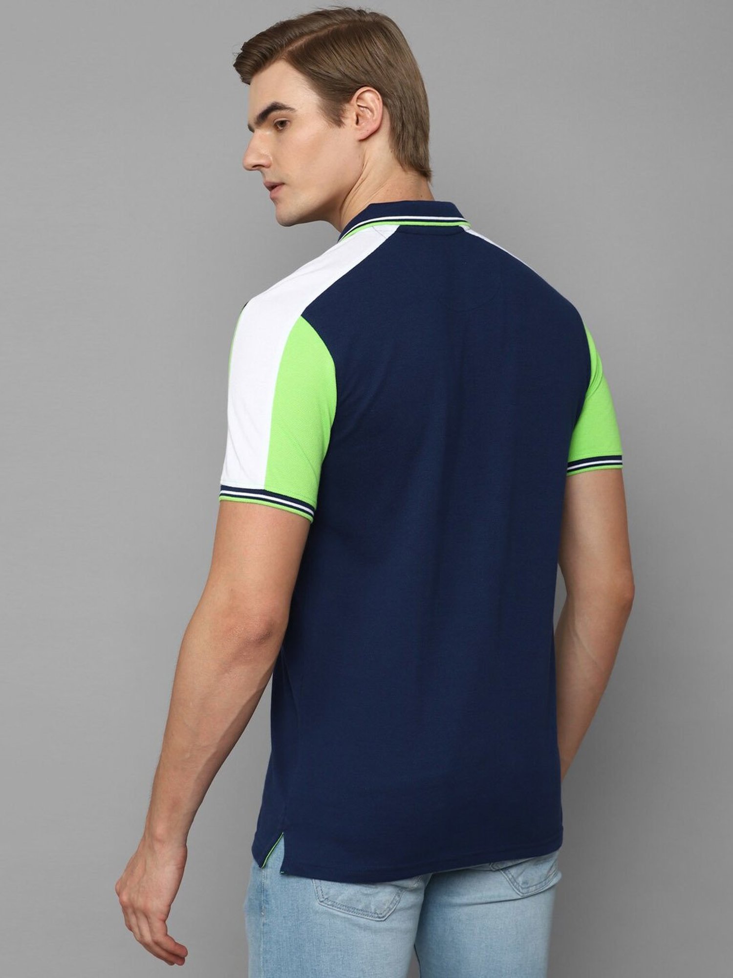 Louis Philippe Sport Navy Slim Fit Printed Polo T-Shirt