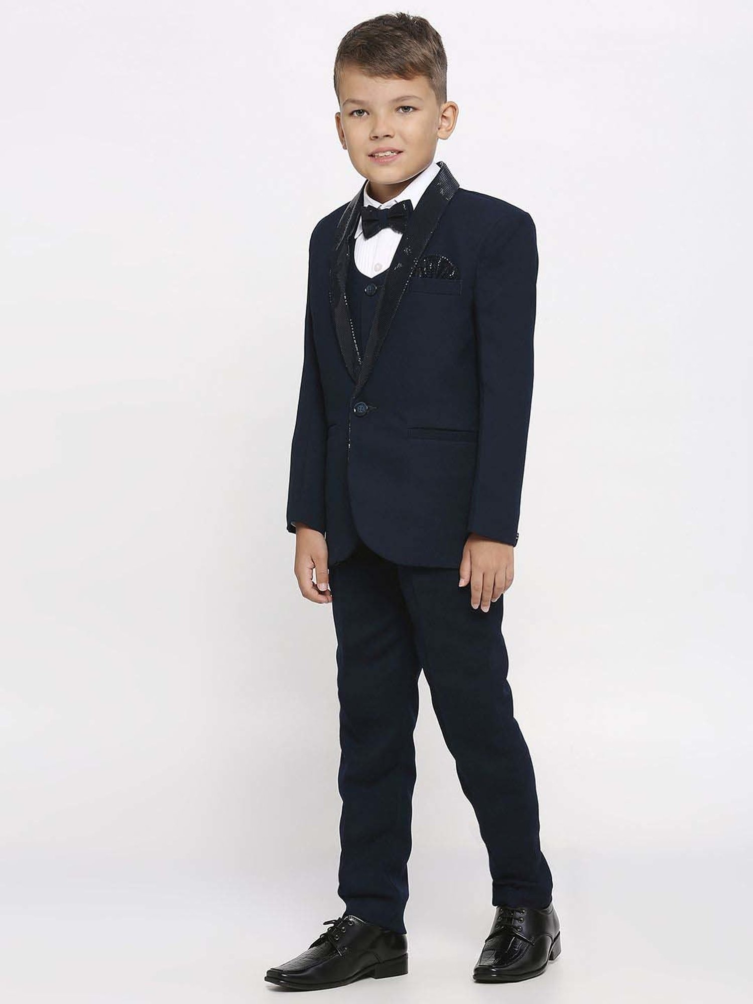 Kids Island Boys Green & White Solid Full Sleeves Suit Set