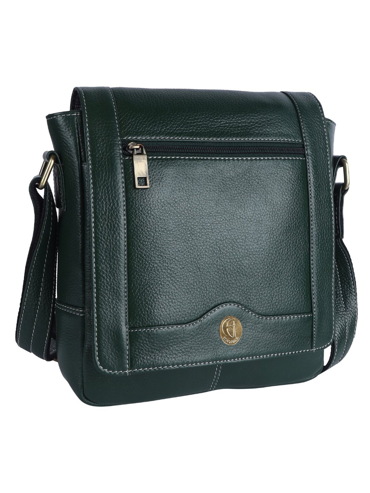 HiLEDER Pure Genuine Leather Messenger Shoulder Sling Cross Body Offic Bag for Men and Women, Green