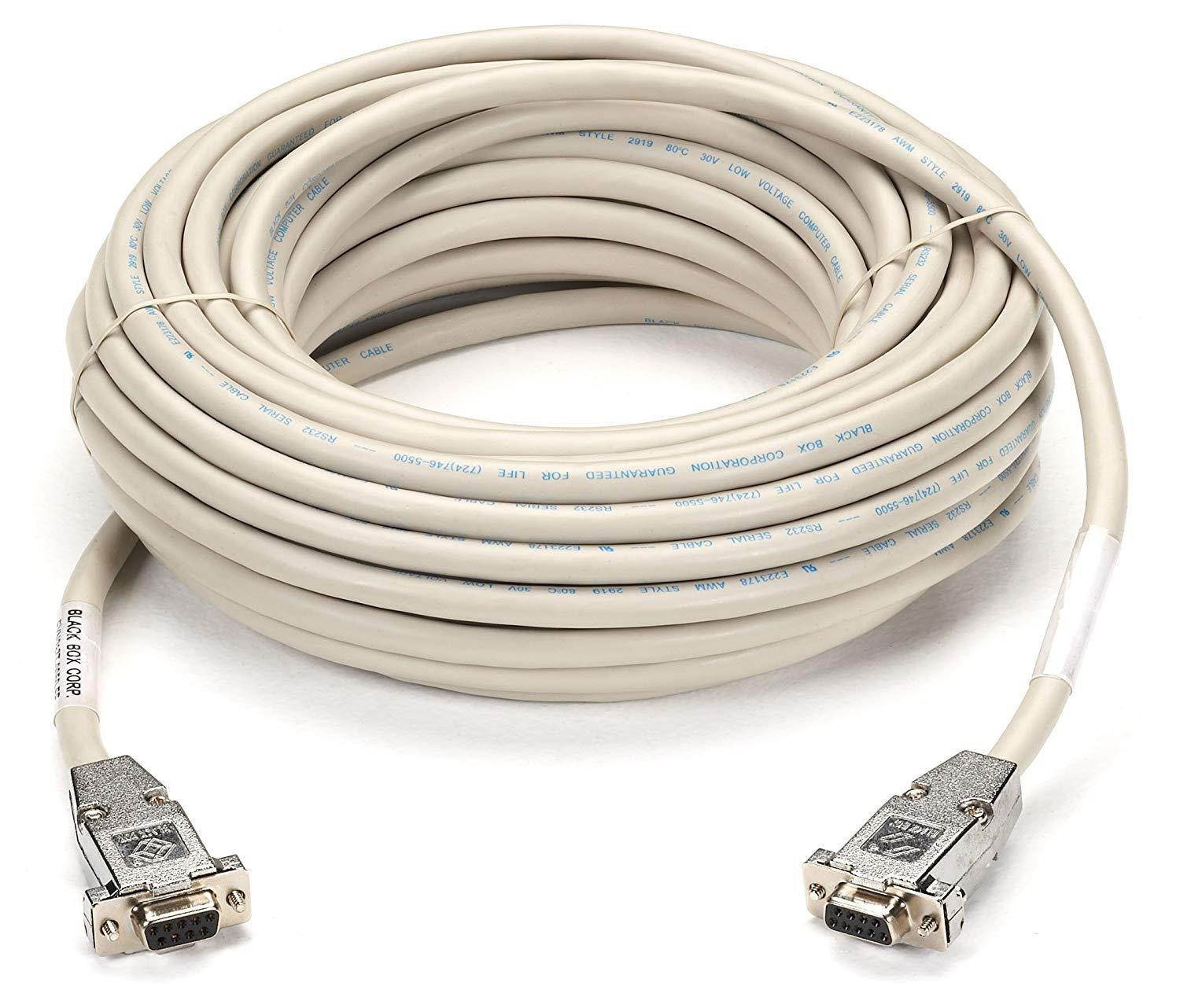 Black Box DB9 Serial Null-Modem Cable, DB9 Female/DB9 Female, 50-ft. (15.2-m)