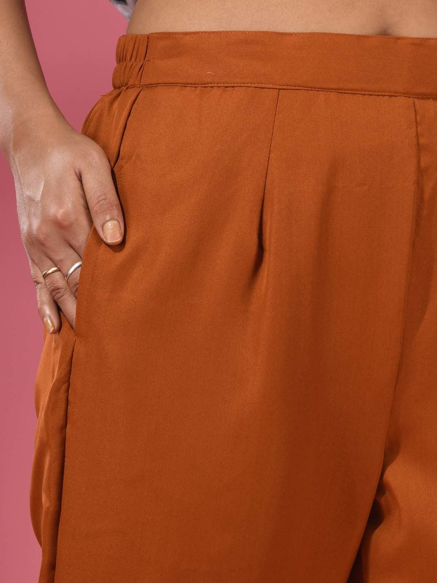 Charukriti Brown Printed A Line Kurta