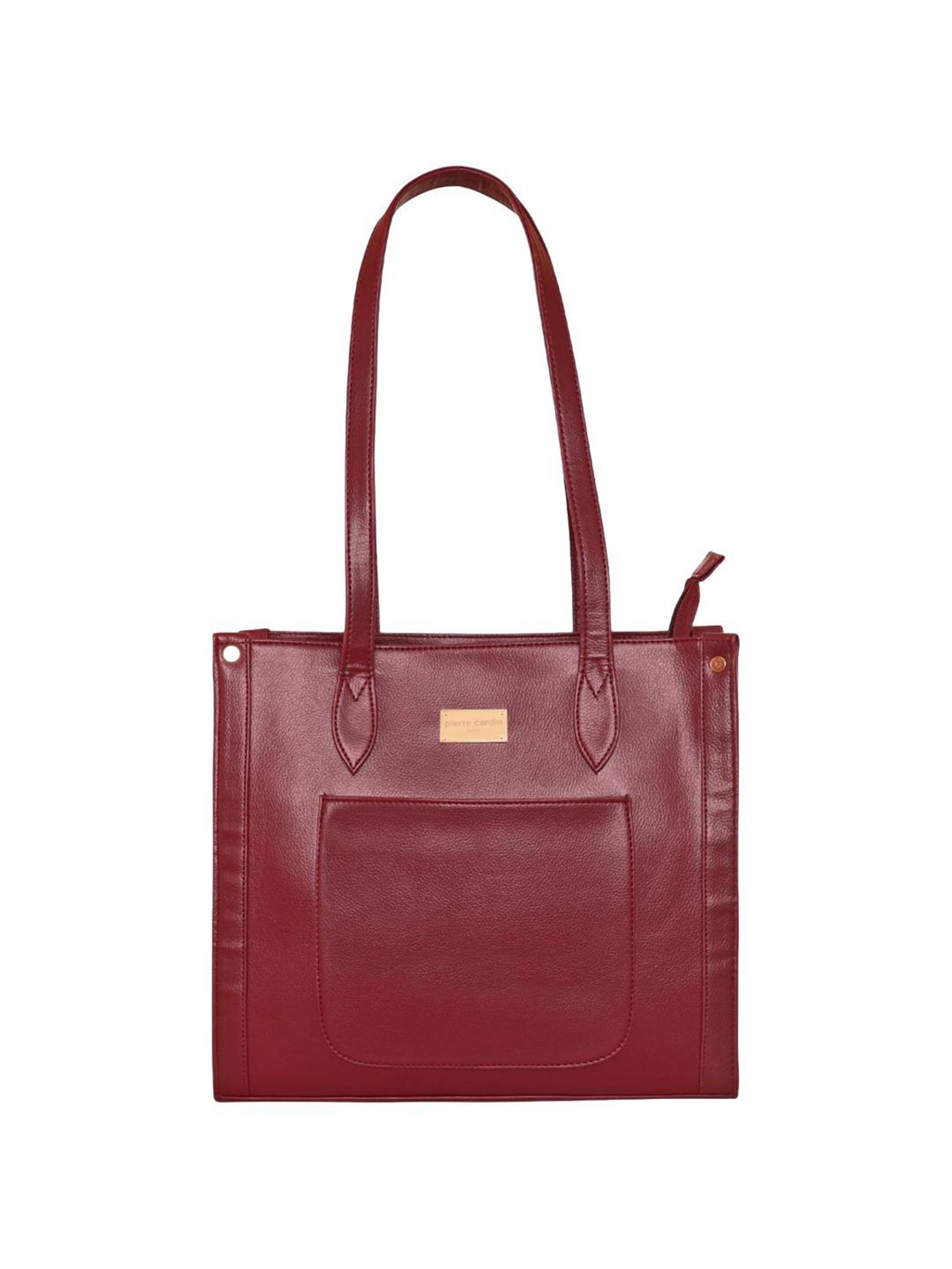 Pierre Cardin Burgundy Solid Tote Handbag
