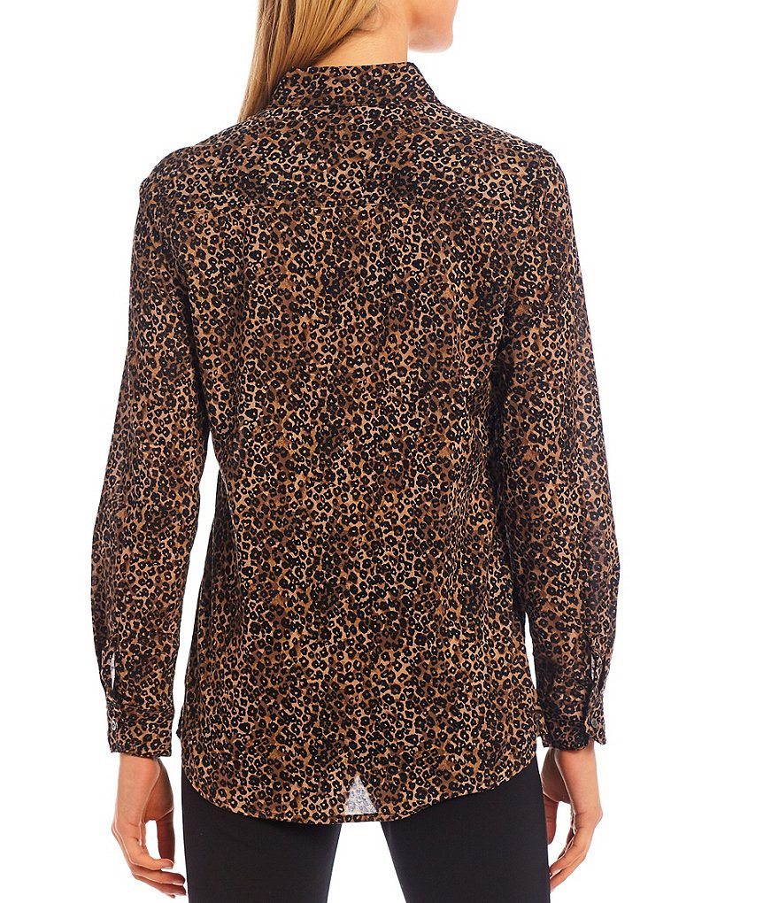 Preston & York Caroline Bow Woven V-Neck 3/4 Sleeve Blouse