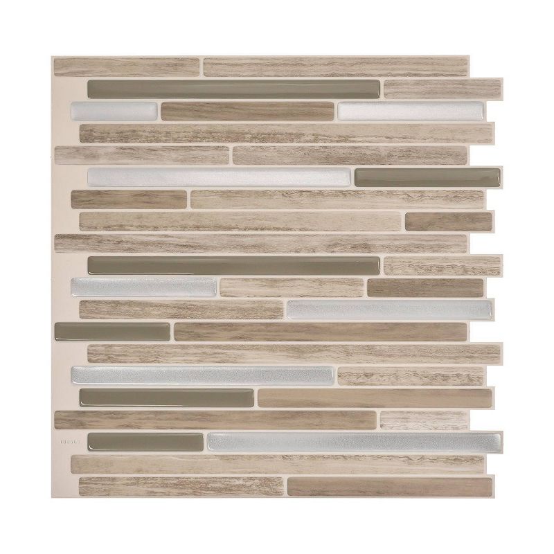 Smart Tiles 3D Peel and Stick Backsplash 4 Sheets of 9.88" x 9.70" Kitchen and Bathroom Wallpaper Capri Taupe