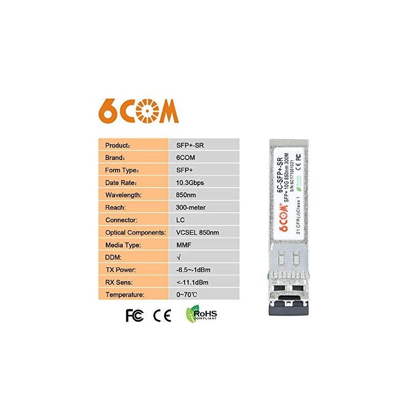 10GBaseSR SFP+ Transceiver 10G LC MultiMode Module for Intel E10GSFPSR DDM 850nm 300m