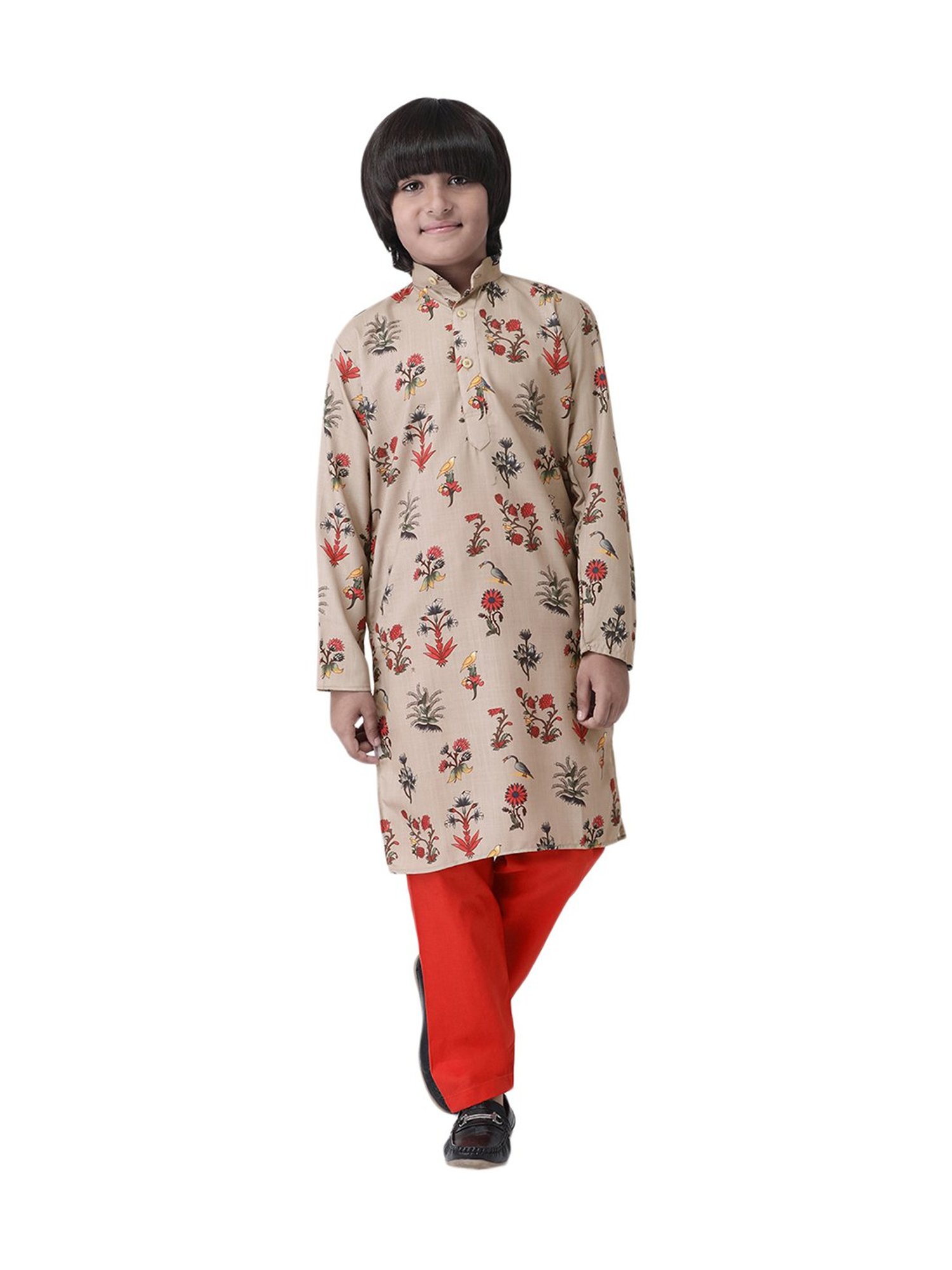 Hangup Kids Multicolor Cotton Floral Print Kurta & Pyjamas