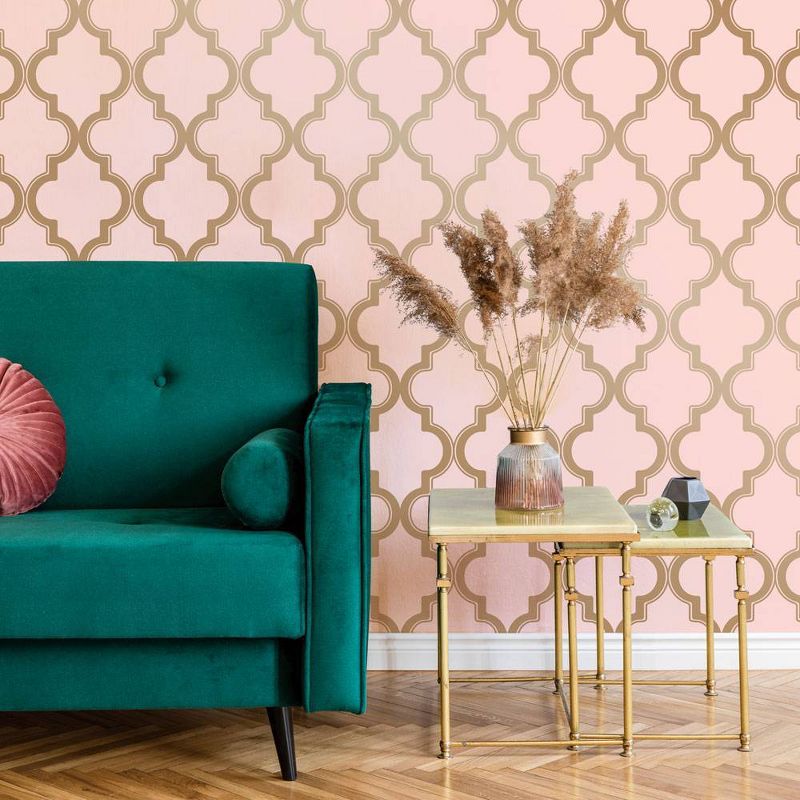 Tempaper Marrakesh Self-Adhesive Removable Wallpaper Pink/Gold