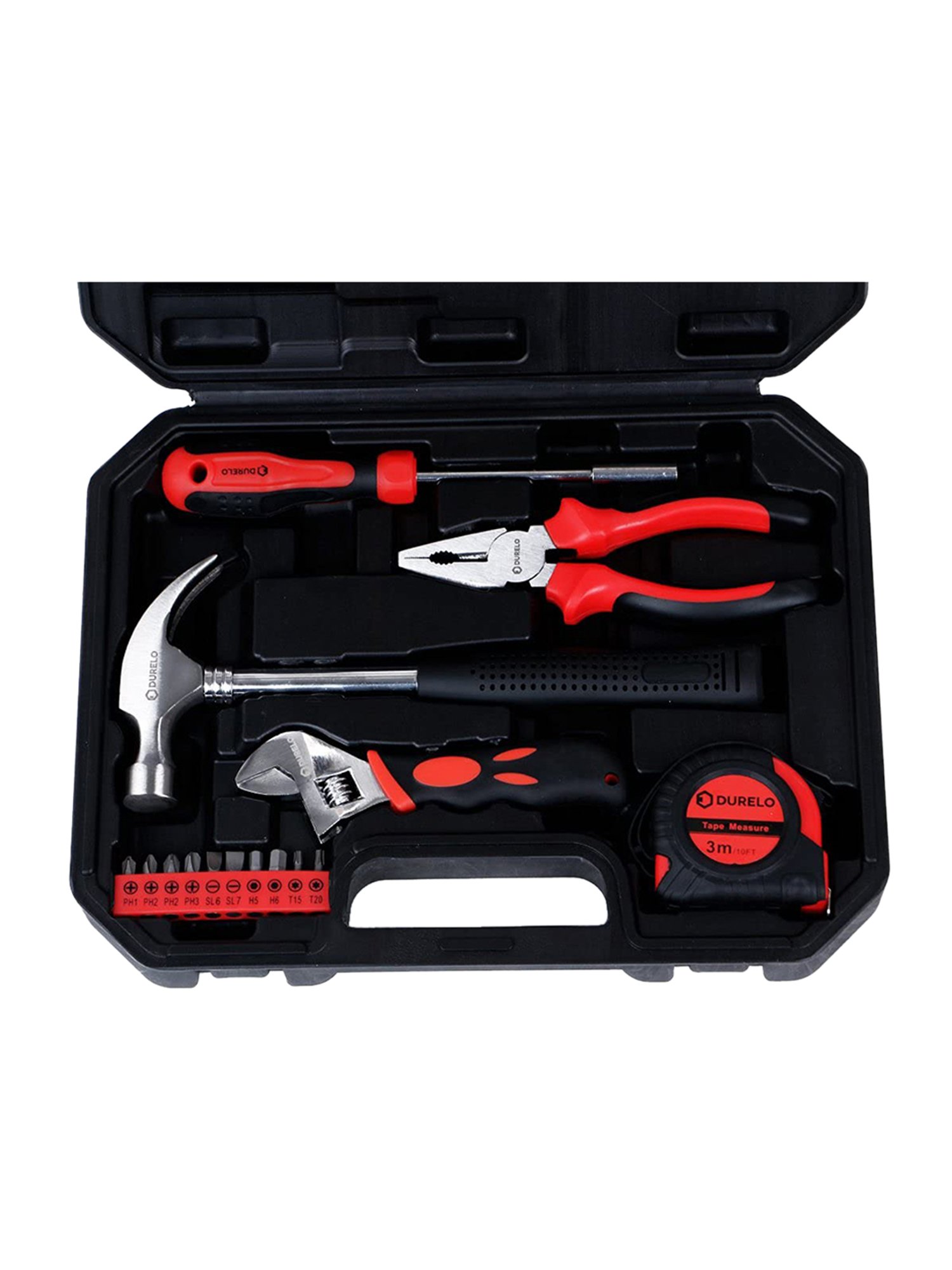 DURELO HTK-15 Hand Tool Kit 15-Pieces (Red)