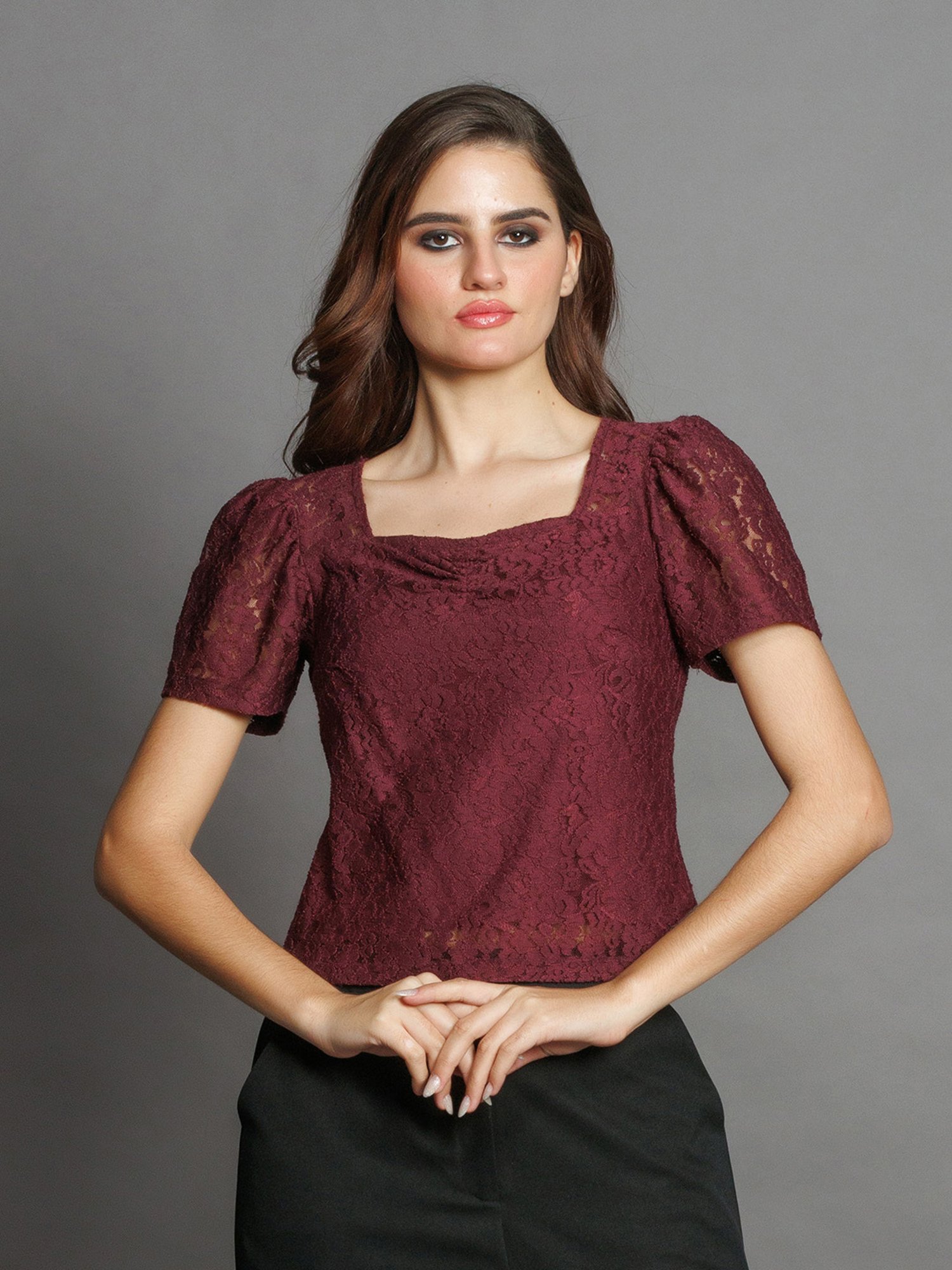 Zink London Mauve Lace Top