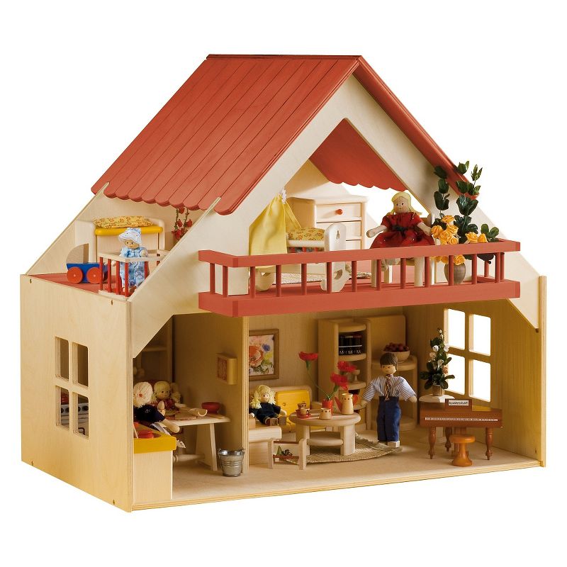 Rulke Wooden Doll House with Balcony