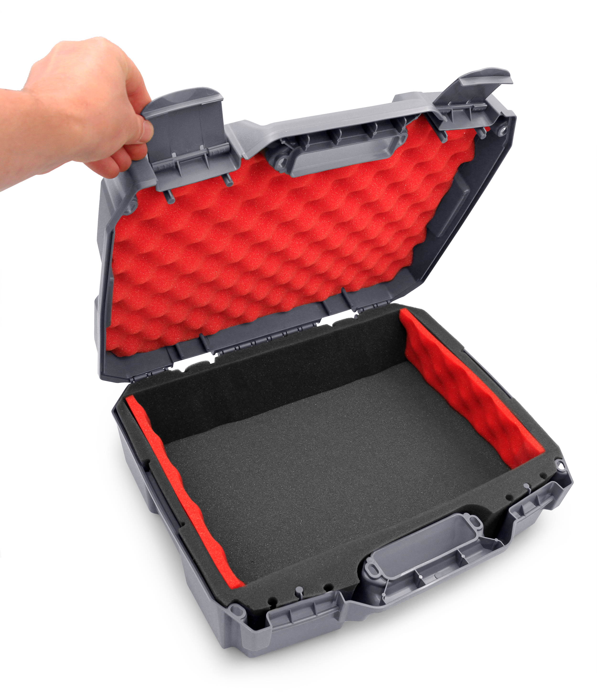 Casematix Hard Shell 15.6 Laptop Case fits MSI GS65 Stealth Thin, MSI GF63 Gaming Laptop and 15 inch Laptop Accessories &ndash; Includes Grey Case Only with Red Foam