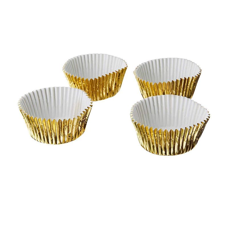 Juvale 400 Pack Gold Cupcake Liners, Muffin Wrappers Foil Baking Cups (2 x 1 In)