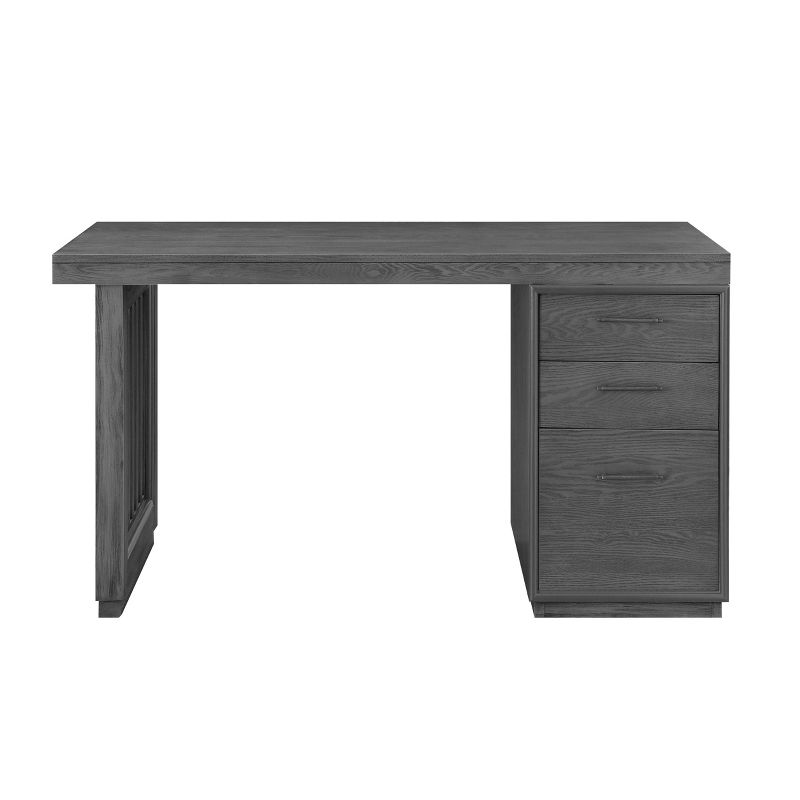 Weisro Writing Desk with Cabinet Slatted Gray Oak - Acme Furniture