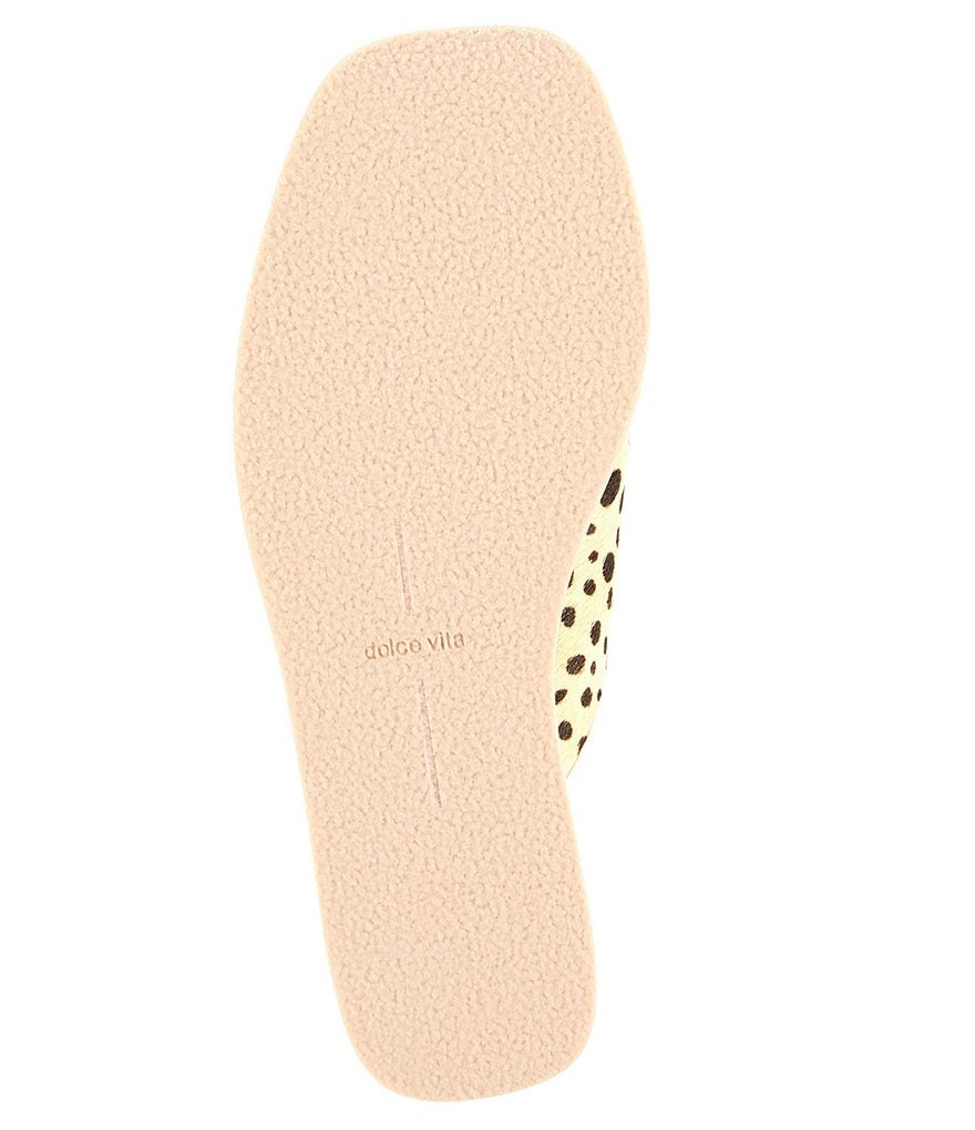 Dolce Vita Capri Leopard Print Calf Hair Cross Band Platform Slides