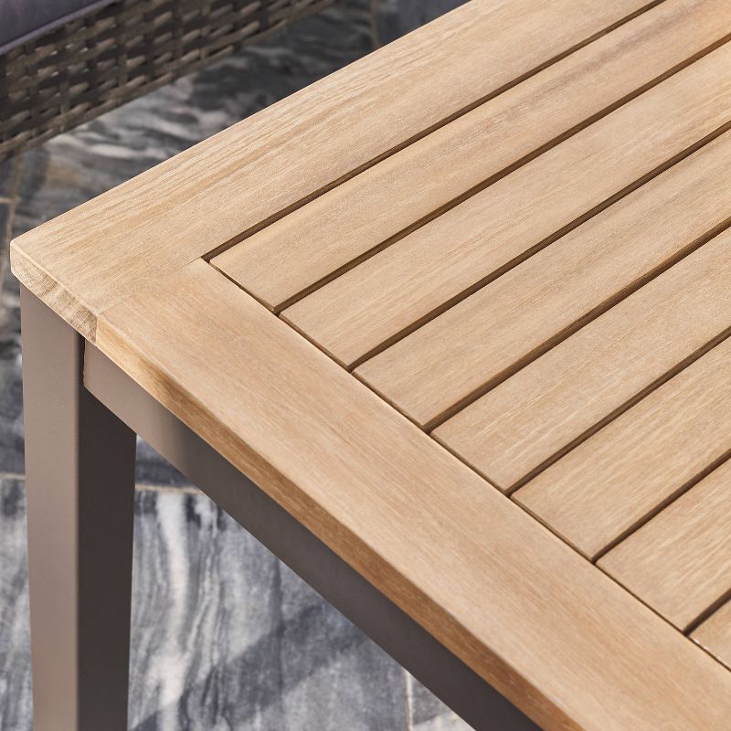 Evelyn 4pc Outdoor Resin Wicker Mixed Acacia Wood Lounge Sofa Set with Cushion - Gray - Vifah