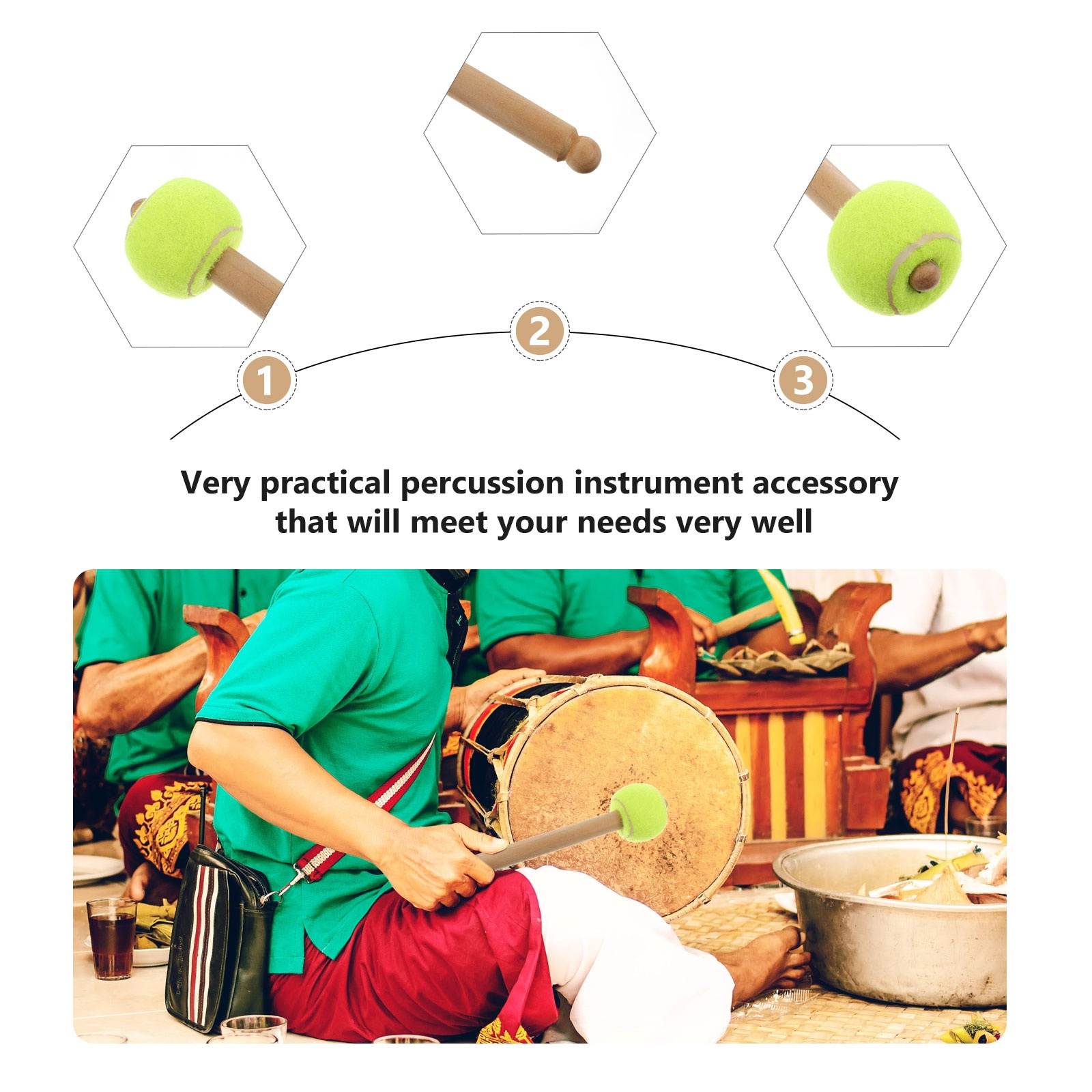 Short Wooden Mallets Snare Drum Sticks Musical Percussion Instrument Accessories