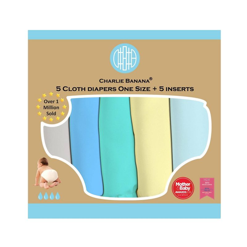 Charlie Banana 5pk Reusable All-in-One My First Cloth Diapers - Pastel