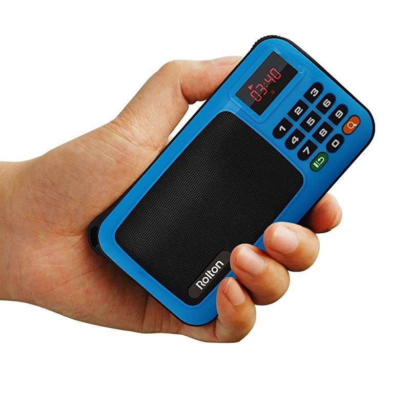 W405 Portable Mini FM Radio Speaker Music Player TF Card for PC iPod Phone with LED Display Blue