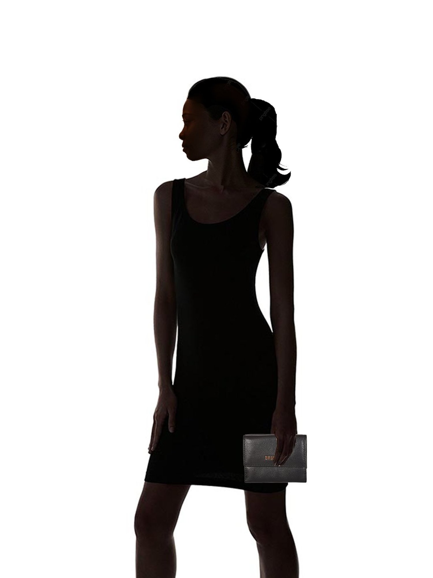 SASSORA Black Solid Rfid Tri-Fold Wallet for Women