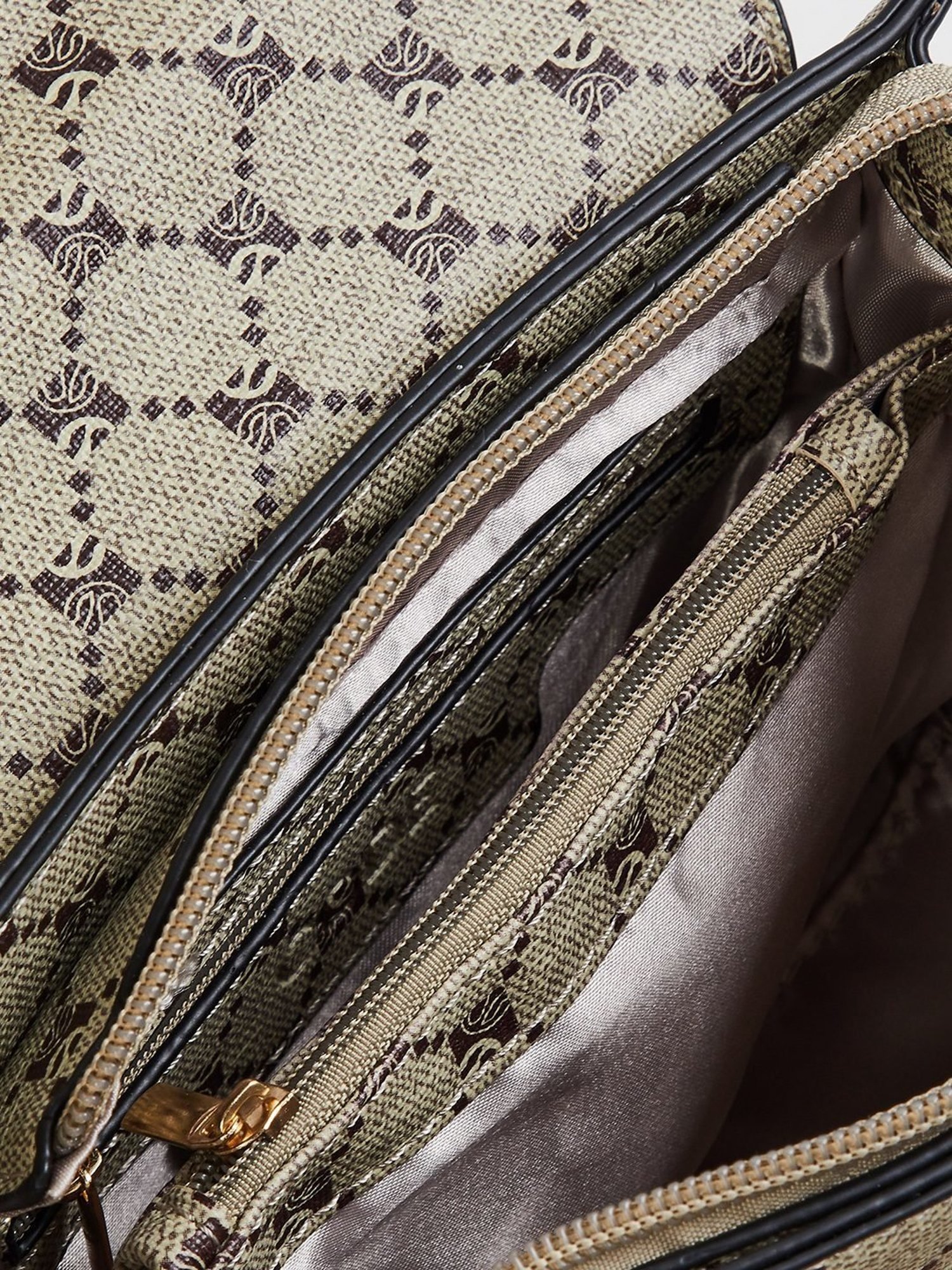 Code by Lifestyle Beige Printed Satchel Handbag