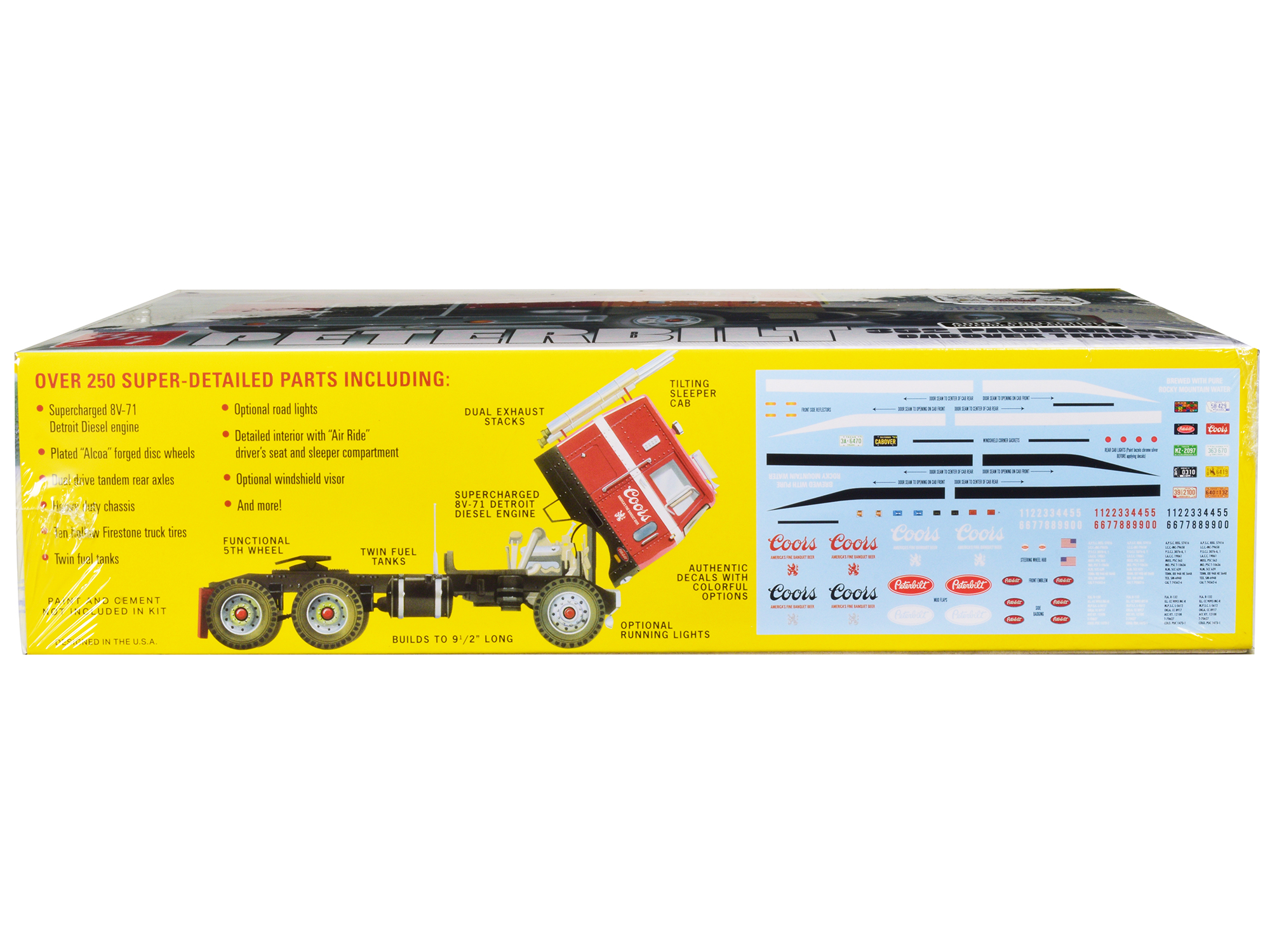 Skill 4 Model Kit Peterbilt 378 Long Hauler Truck Tractor 1/24 Scale Model by Italeri