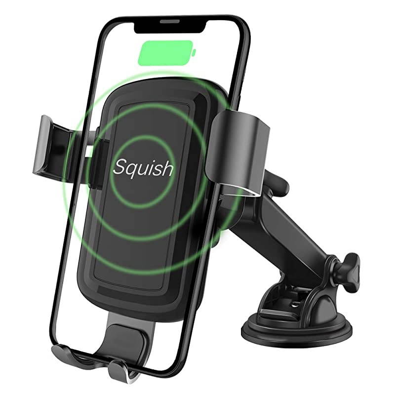 Wireless Charger Car Phone Mount, Qi Wireless Car Charger, Wireless Charger Phone Holder Dashboard Windshield for iPhone, Samsung, Moto, Huawei, Nokia, LG, Smartphones