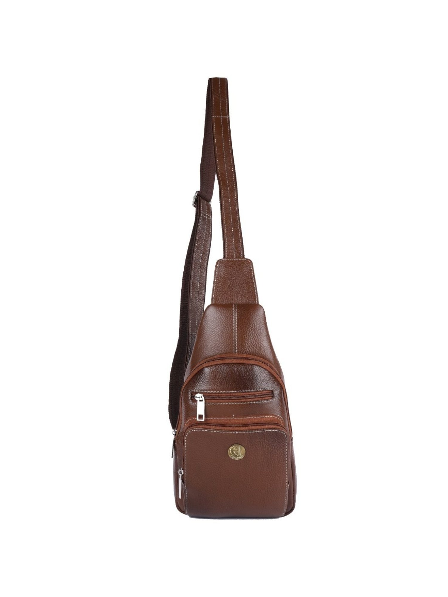 HiLEDER Brown Textured Medium Leather 12 inch Backpack