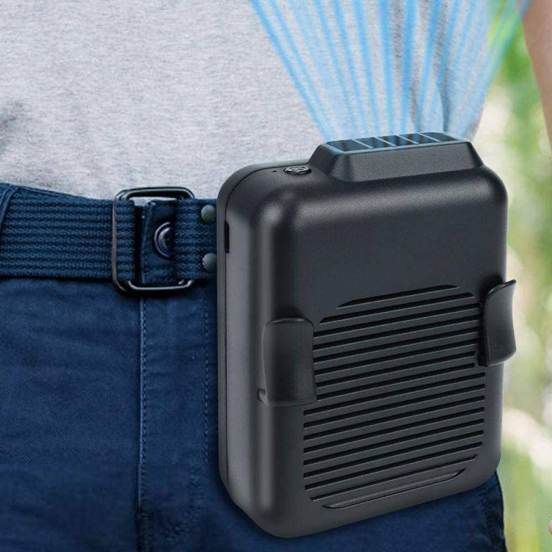 Personal Waist Fan, USB Necklace Fan, Hands Free Waist Cooling Fan with 6000mAh Rechargeable Battery, 23H Working Time, 3 Speeds, Great for Outdoor Workers, Hiking, Climbing, Camping