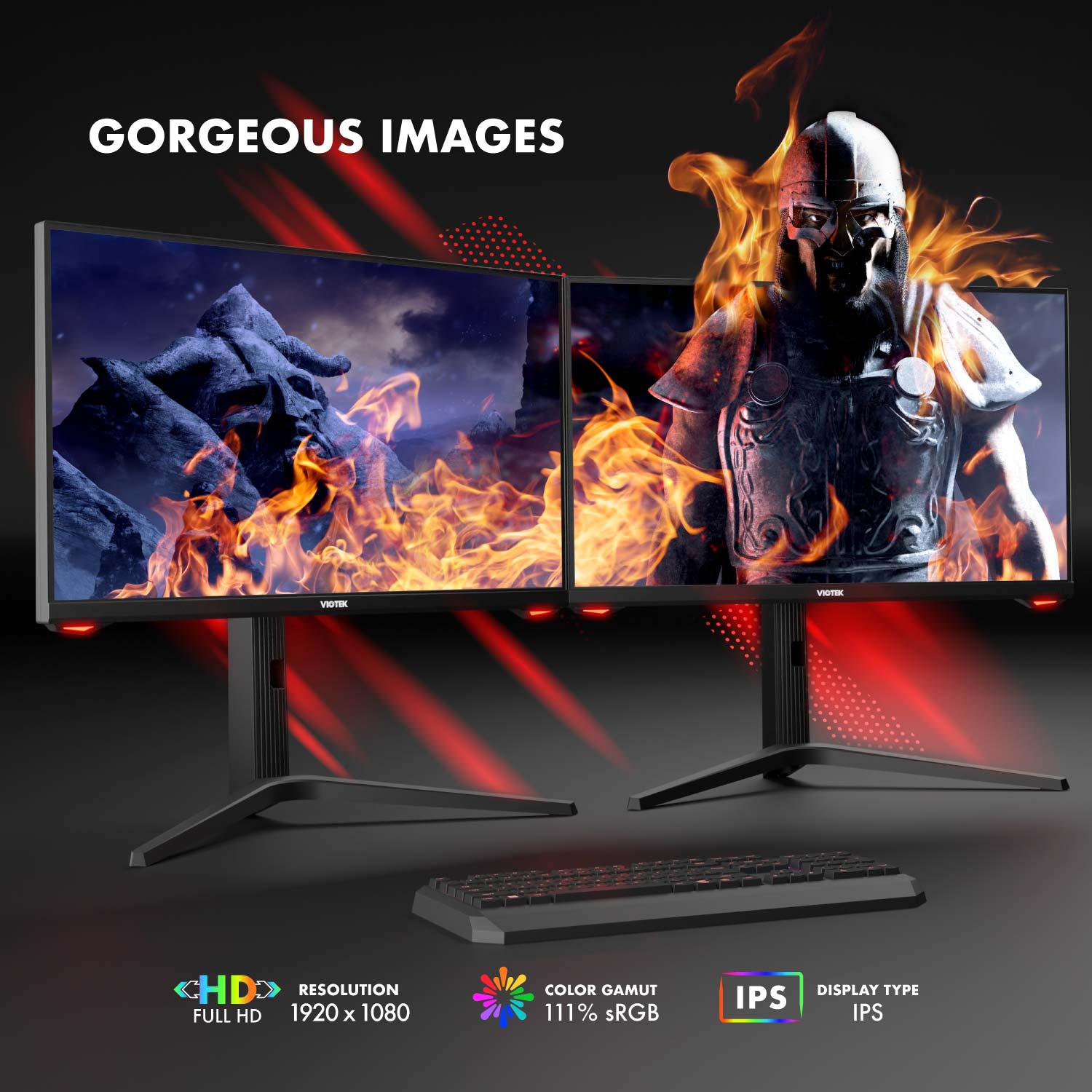 VIOTEK REAPER RFI25CBA 25 Inch Extreme Gaming 144hz Monitor &ndash; Low Lag 1ms MPRT Frameless FHD 1080p IPS 111% sRGB Panel GSYNC FreeSync DP 1.2 HDMI 2.0 USB-C Adjustable Stand &mdash; 3 Years Zero Dead Pixels