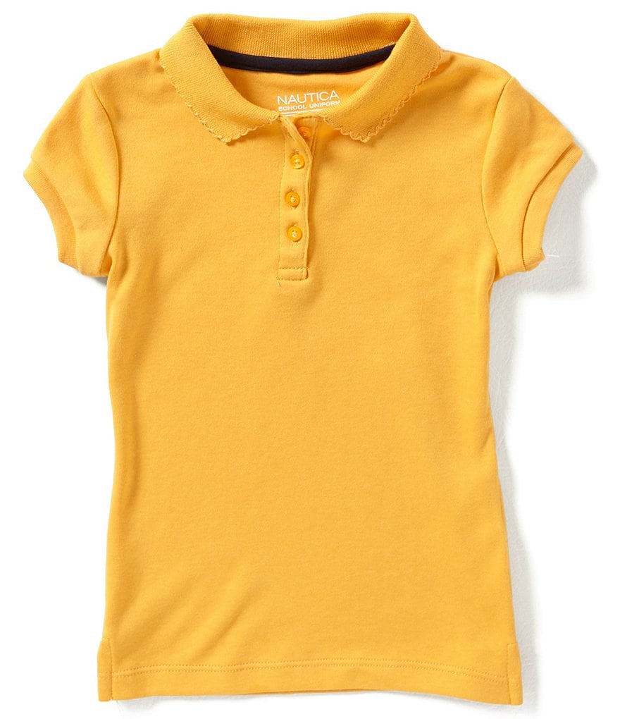 Nautica Little Girls 4-6X Short Sleeve Picot Trim Polo