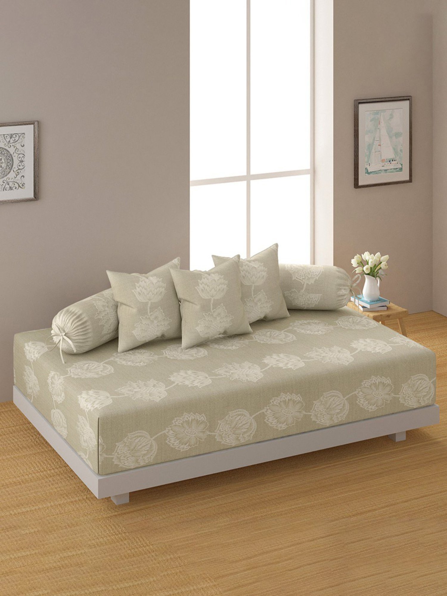 Maspar Blue Cotton 200 TC Reversible Duvet Cover Set