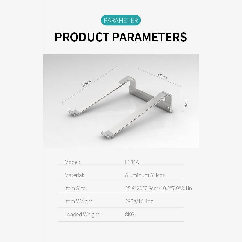 Portable Aluminum L181A Laptop Stand for notebook Desktop Silicone Nonslip Ergonomic Hollowed out Holder Cooling Laptop Bracket