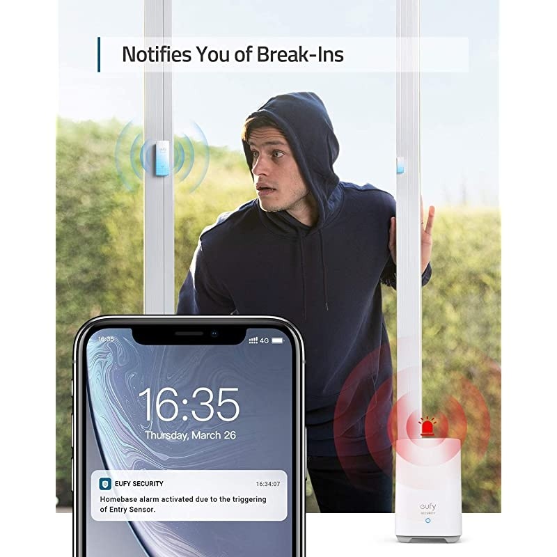 Security 5-Piece Home Alarm Kit, Home Security System, Keypad, Motion Sensor, 2 Entry Sensors, Home Alarm System, Control from The App, Links with Cam, Optional 24/7 Protection Service