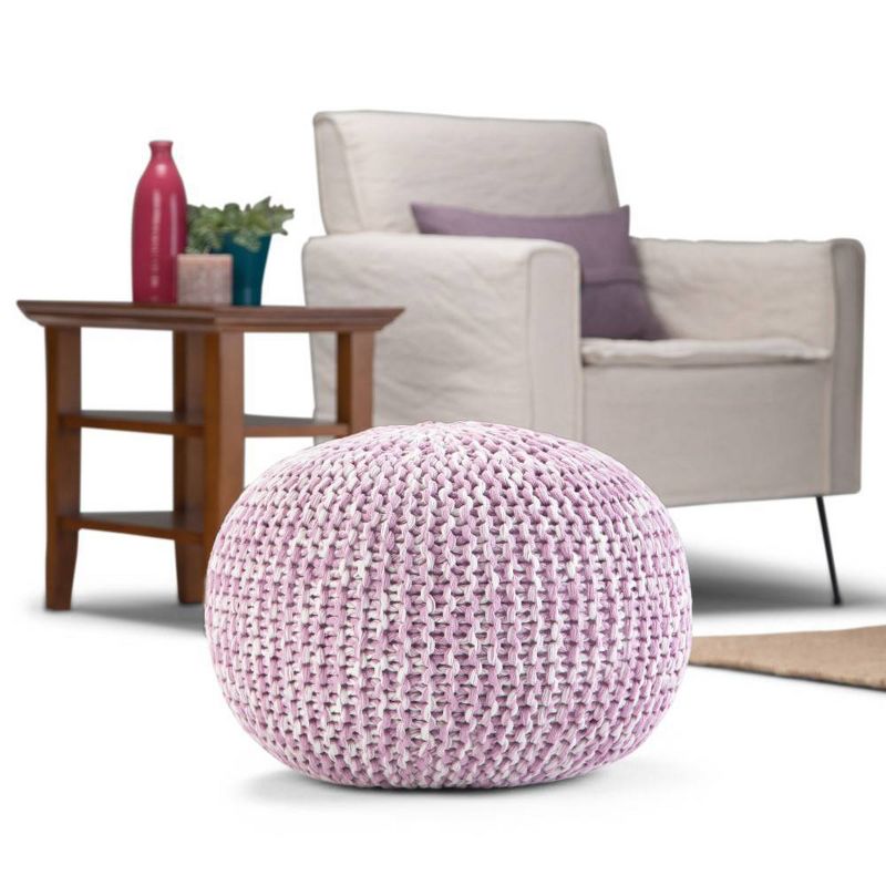 Sibley Hand Knit Round Pouf Lilac - Wyndenhal