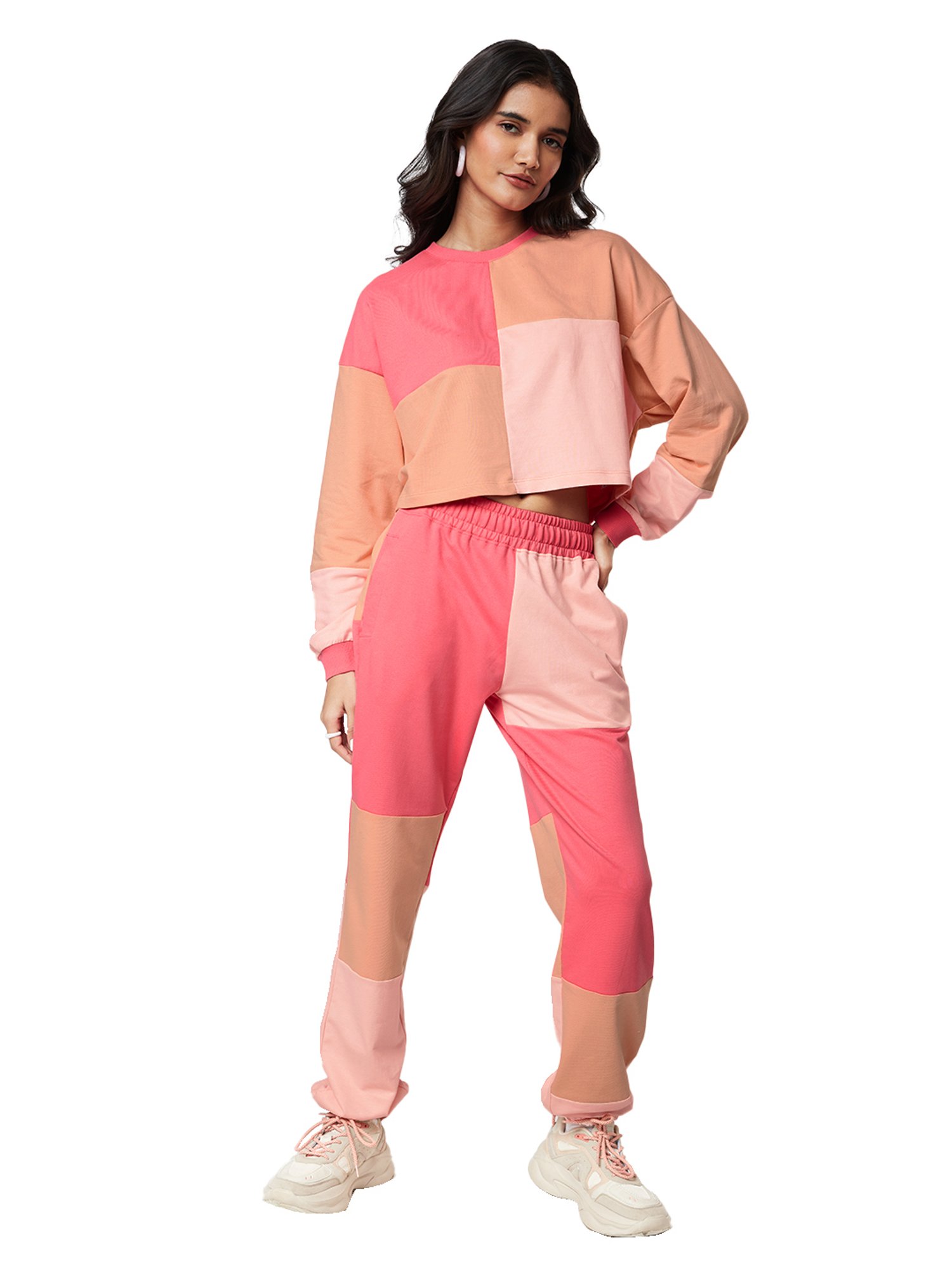 The Souled Store Multicolor Color-Block T-Shirt With Joggers