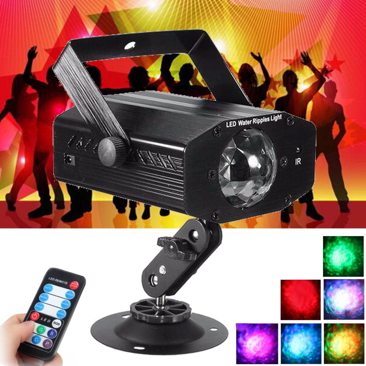 Sound Active Water Wave RGB 7 Color LED Laser Projector Stage Light DJ Disco Party  AU Plug