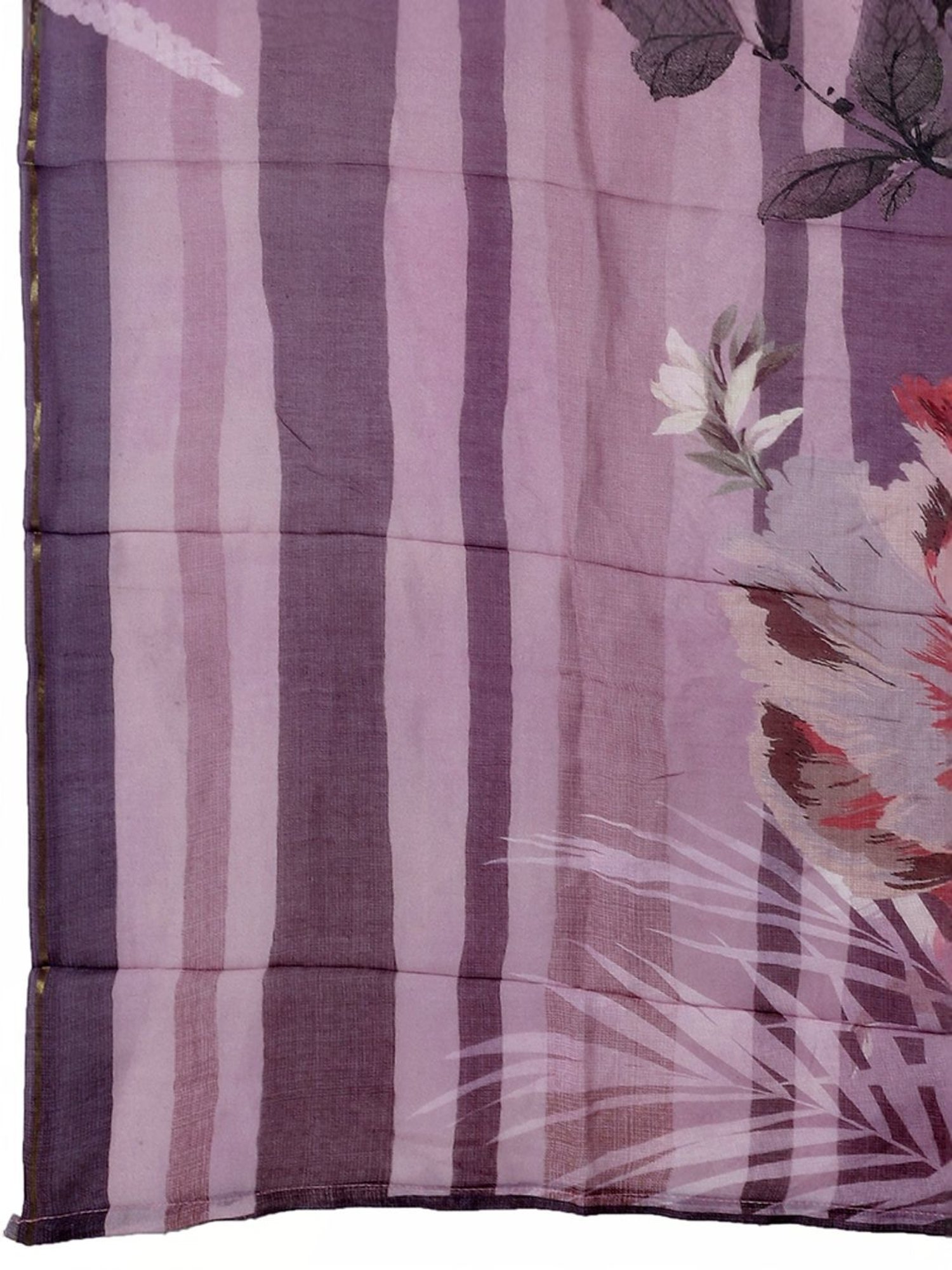 Stylee LIFESTYLE Purple Cotton Floral Print Unstitched Dress Material