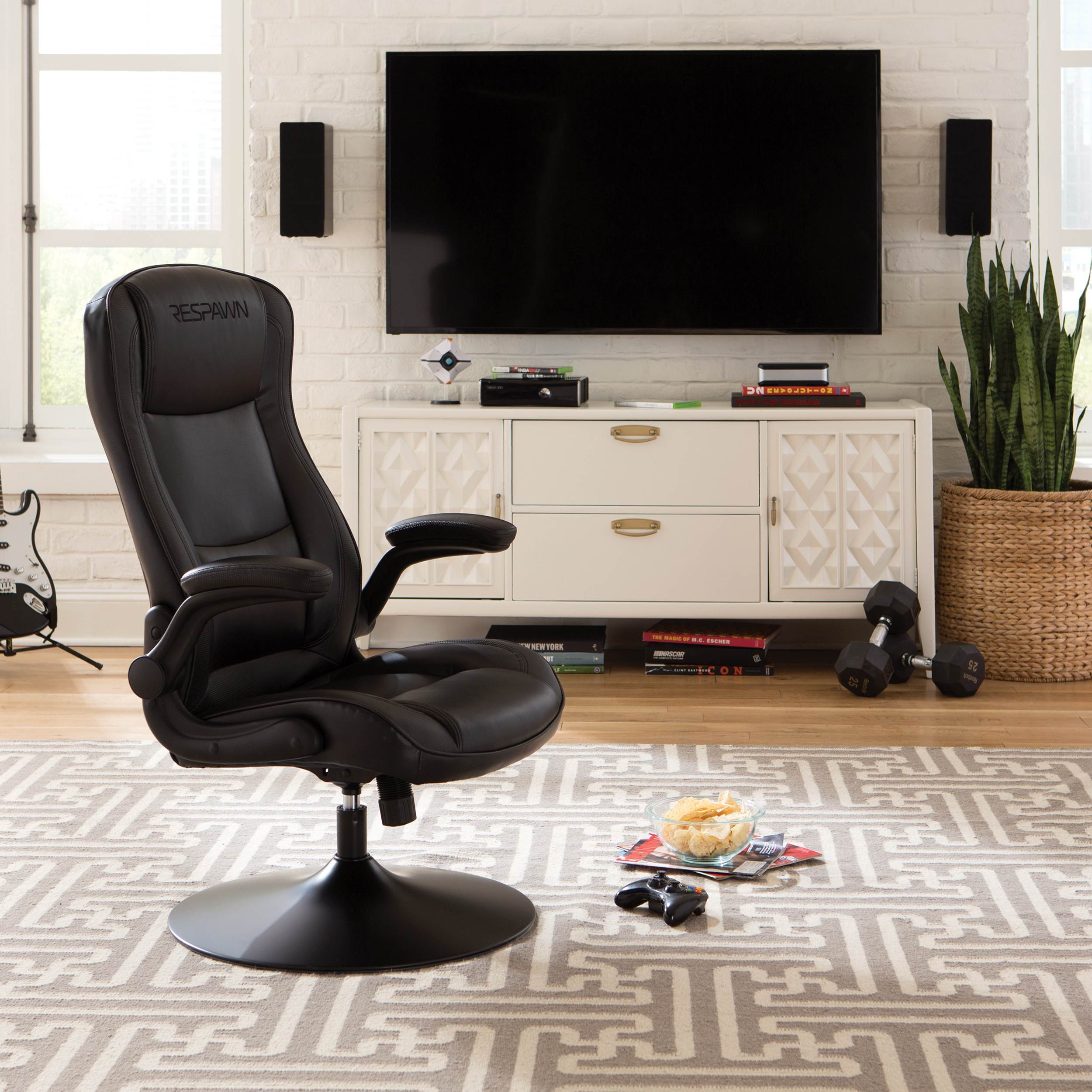 RESPAWN-800 Racing Style Gaming Rocker Chair, Rocking Gaming Chair, in Blue (RSP-800-BLK-BLU)