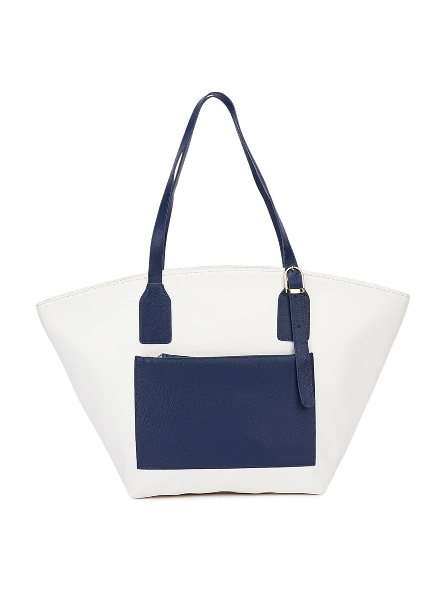 KLEIO White Large Leather Tote Handbag