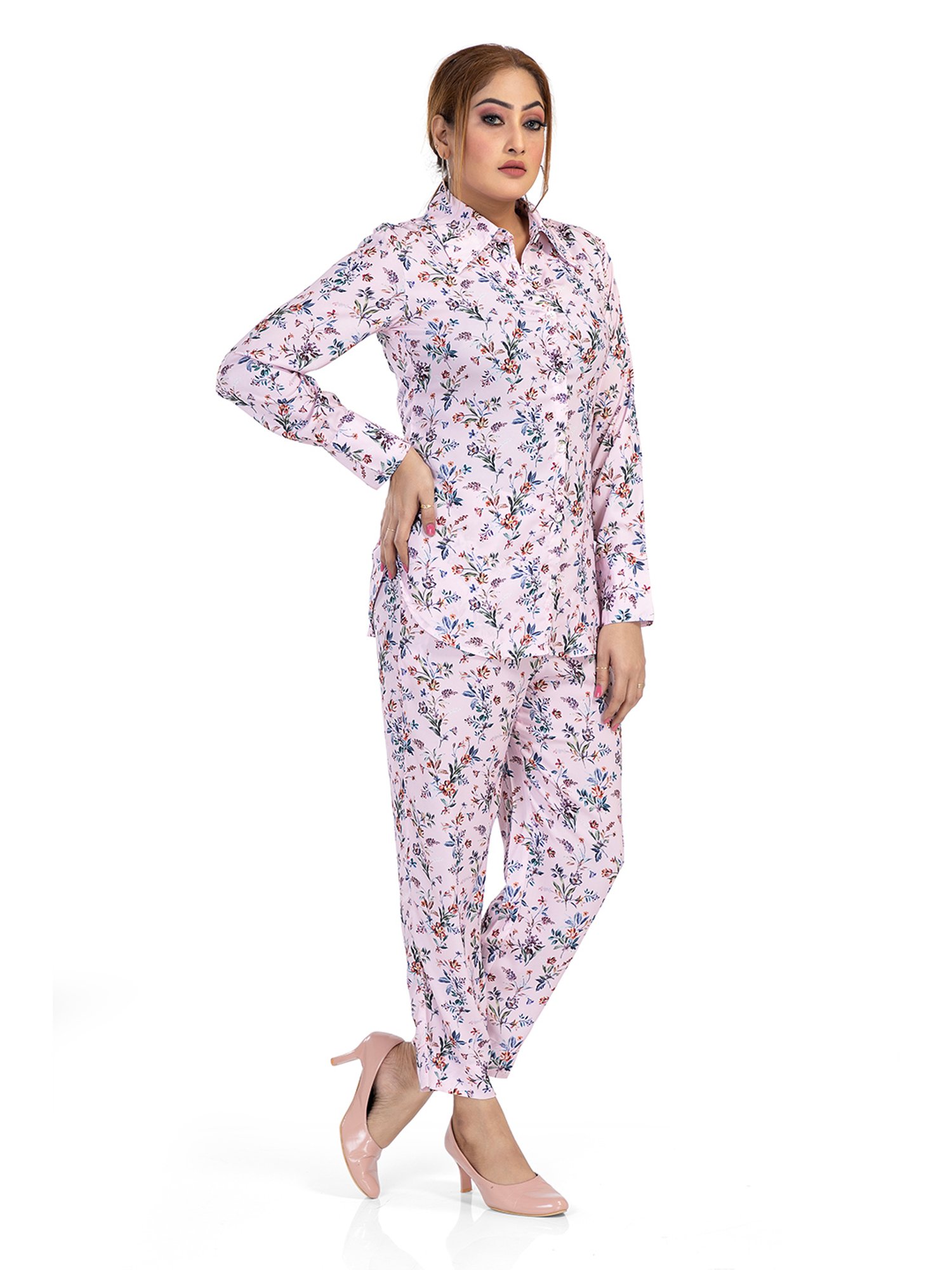 Nino Bambino Light Pink Printed Shirt With Pants