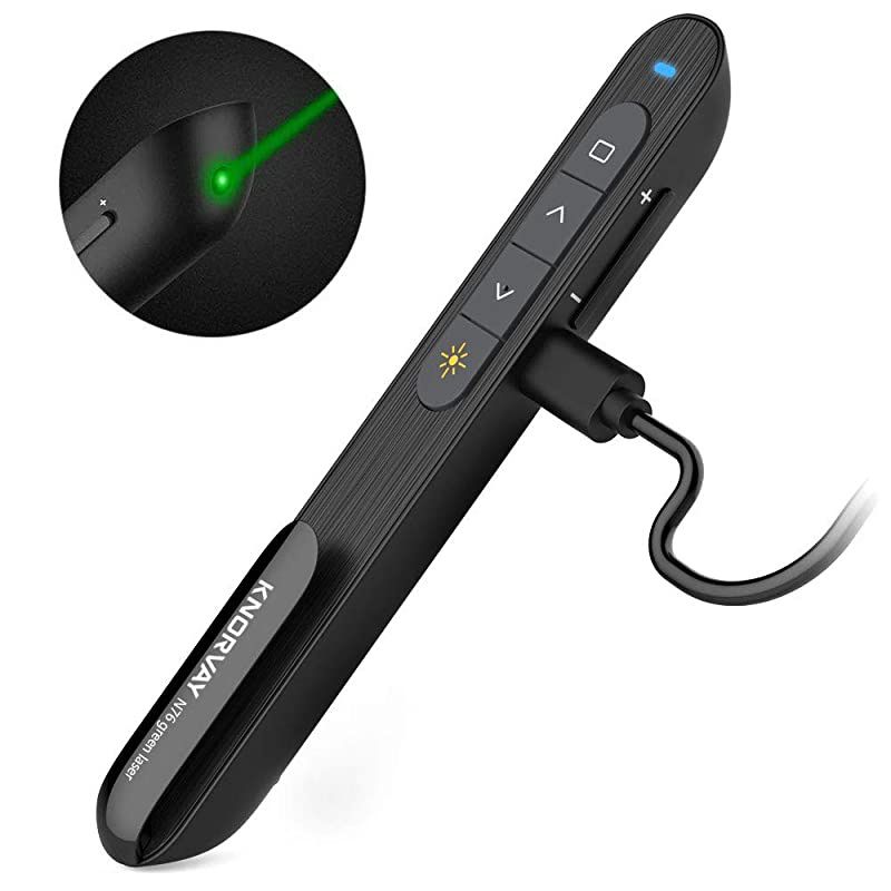 330FT  N76 Green Presentation Remote Rechargeable Wireless Presenter Remote with Green Light Presentation Pointer Slide Advancer Support HyperlinkVolumeKeyCustomized